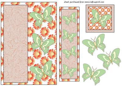 Orange and Green Floral Butterfly Bookmark Card Front