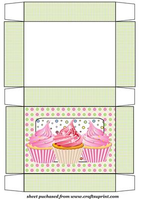 Green and Pink Cupcake Themed Gift Box