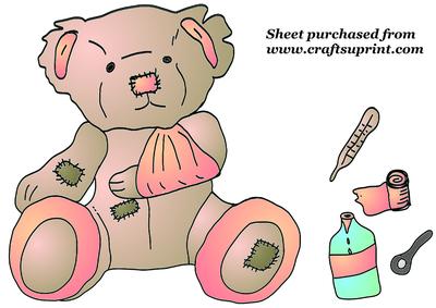 Green and Pink Fred Bear Get Well Soon Topper Sheet