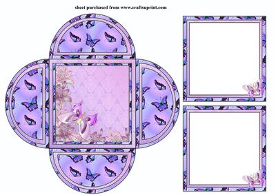 Purple Floral Butterfly Notelets and Holder