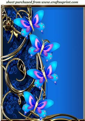 Blue Floral Butterfly Topper