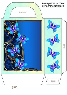 Blue Floral Butterfly Gift Bag 2
