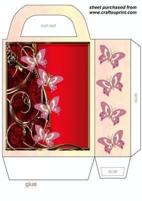 Red Floral Butterfly Gift Bag