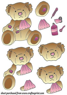 Brown with Pink Get Well Soon Teddy