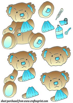 Brown with Blue Get Well Soon Teddy