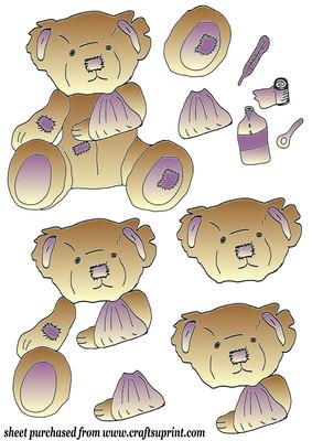 Brown with Purple Get Well Soon Teddy