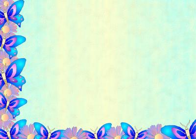 Blue and Purple Floral Butterfly Backing Sheet 2