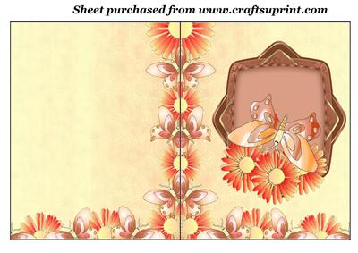 Orange Floral Butterfly Cut and Fold Card