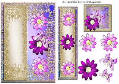Purple Daisy/butterfly Bookmark Card Front