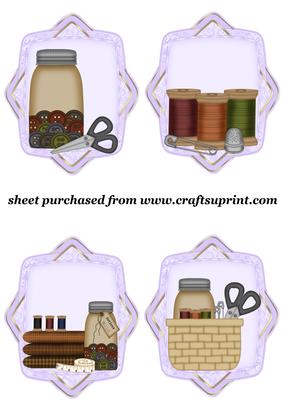 4 Lilac Sewing Themed Toppers