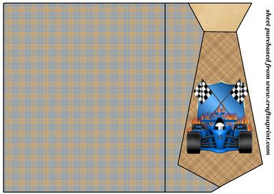 Blue F1 Flames Car Tie Card 1