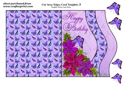 Birthday Purple Floral Butterfly Card