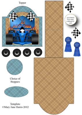 Blue F1 Car Easel Card