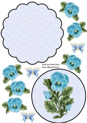 Blue Pansy Scalloped Topper