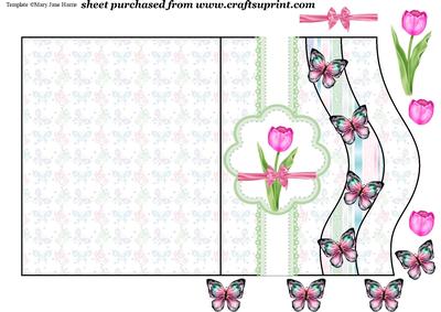 Butterfly and Pink Tulip Quick Card