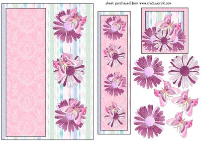 Pink Butterfly and Daisies Bookmark Card Front Card
