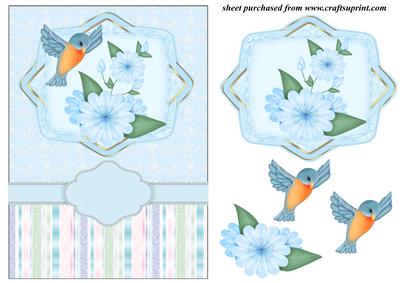 Blue Bird Floral Card Front
