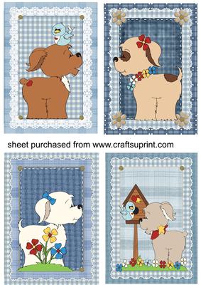 4 Blue Cute Puppy Toppers