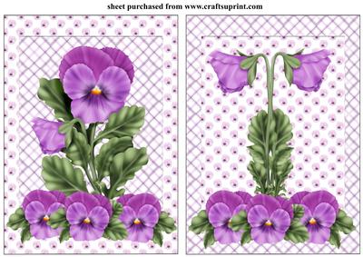 2 Purple Pansy Framed Card Fronts