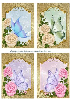 4 Floral Butterfly Toppers