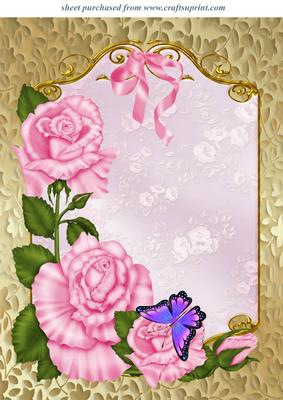 Pink Roses and Butterfly Topper