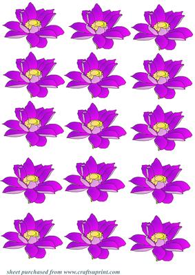 A Sheet of Purple Flower Embellishments