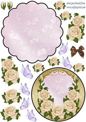 Cream Roses Scalloped Topper