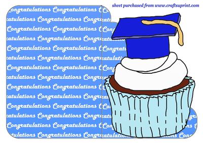 Blue Graduation Cupcake Cut and Fold Card
