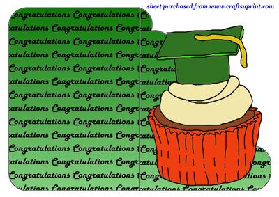 Green Graduation Cupcake Cut and Fold Card