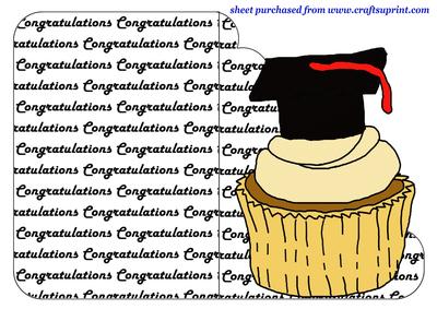White Graduation Cupcake Cut and Fold Card