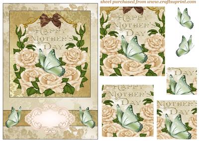 Cream Roses Mothers Day Card Front