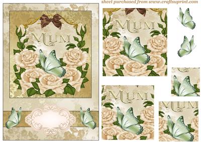 Cream Roses Mum Birthday Card Front
