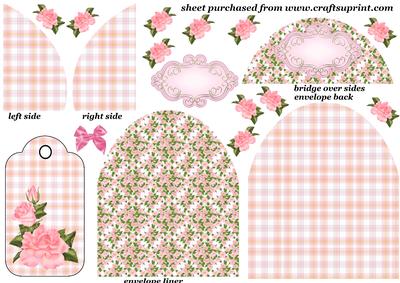Pink Roses Envelope Card with Tag