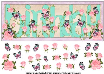 Pink Roses Birthday Topper