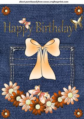 Orange Daisy Happy Birthday Pocket Topper