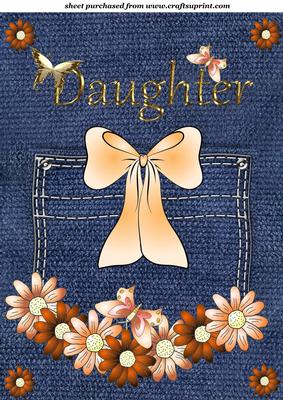 Daughter Orange Daisy Pocket Topper