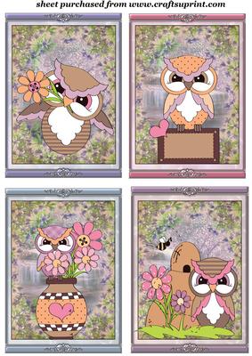 4 Floral Owl Toppers