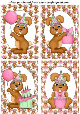 4 Birthday Bunny Toppers