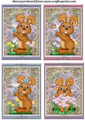 4 Framed Spring Bunny Toppers