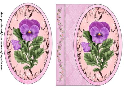 Purple Pansy Card Front(oval)