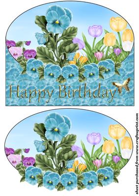 Blue Pansy Birthday Card Front
