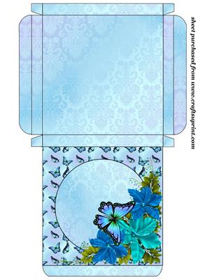Blue Floral Butterfly Card Box