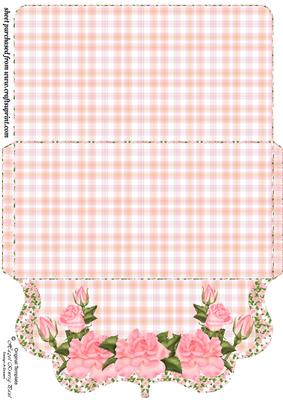 Pink Roses Clutch Money/voucher Wallet