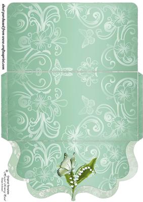Green Lily of the Valley Clutch Bag Money/voucher Wallet