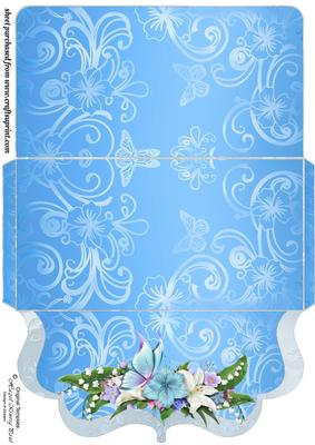 Blue Floral Clutch Bag Money/voucher Wallet