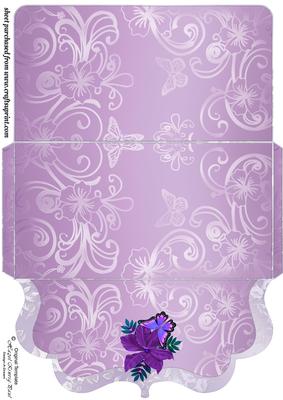 Lilac Floral Clutch Bag Money/voucher Wallet