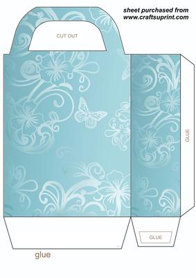 Light Blue Floral Butterfly Gift Bag