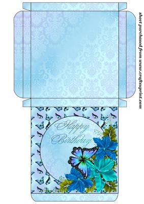 Blue Floral Birthday Card Box