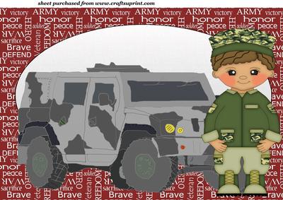 Grey Army Truck and Soldier Topper