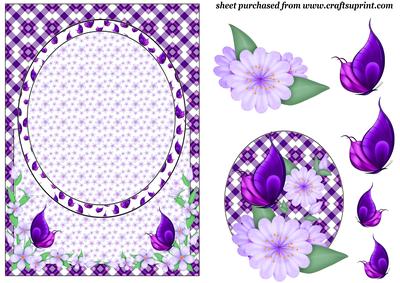 Purple Floral Butterfly Card Front